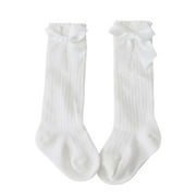 Utoimkio Toddler Baby Sock Shoes 0-6 Months Toddlers Girls Cute Big Bow Knee High Long Soft Cotton Lace Baby Socks Kids